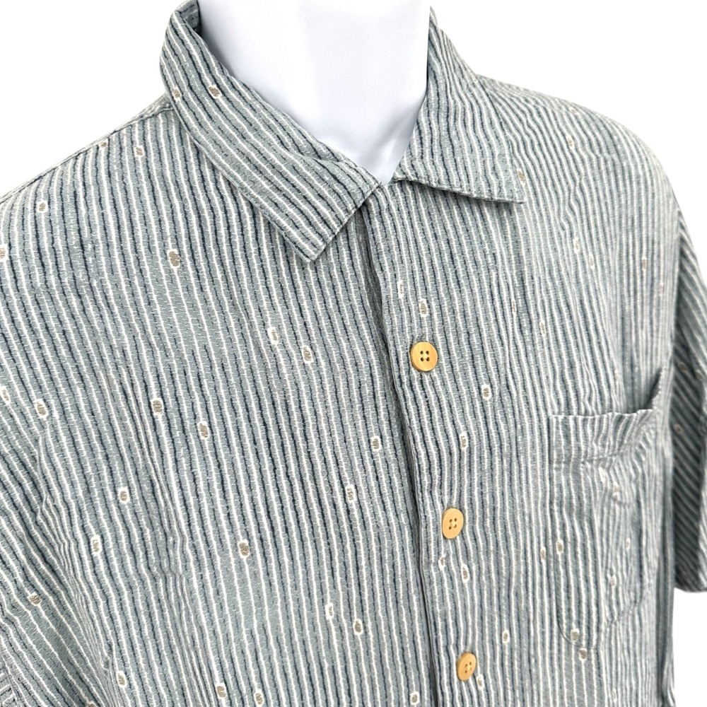 ORIGINAL ISLAND SPORT Men's XL Smoky Blue Striped Short Sleeve Button Down Shirt